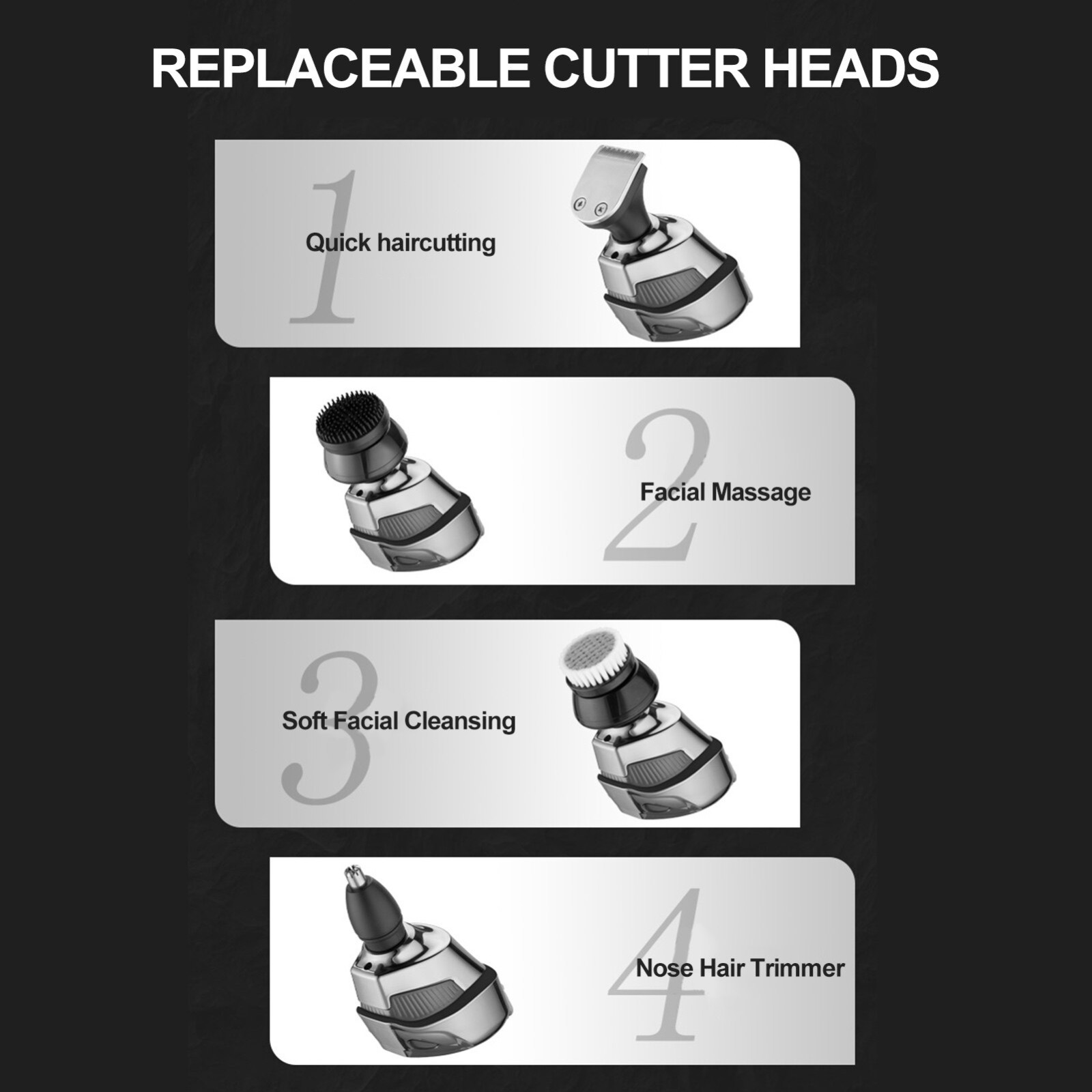 5 IN 1 7D Rotary Electric Shaver Rechargeable Bald Head Shaver Beard Trimmer Men
