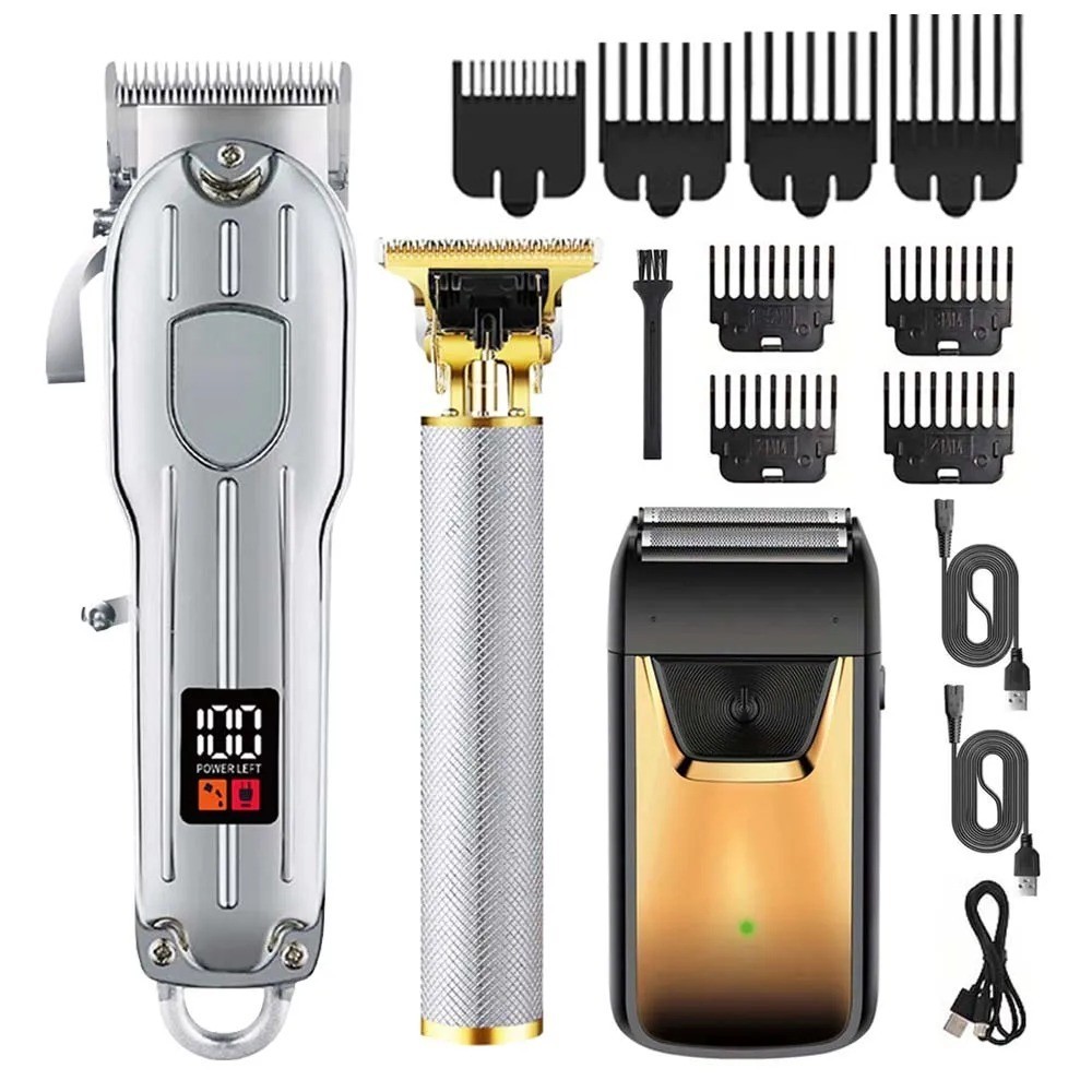 Professional Hair Clipper Trimmer Set Men’s Beard Barber Kit Rechargeable