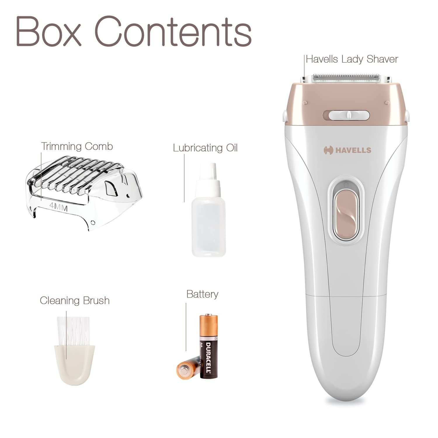 Havells Lady Shaver, Twin Trim head for painless hair removal For Women Trimmer