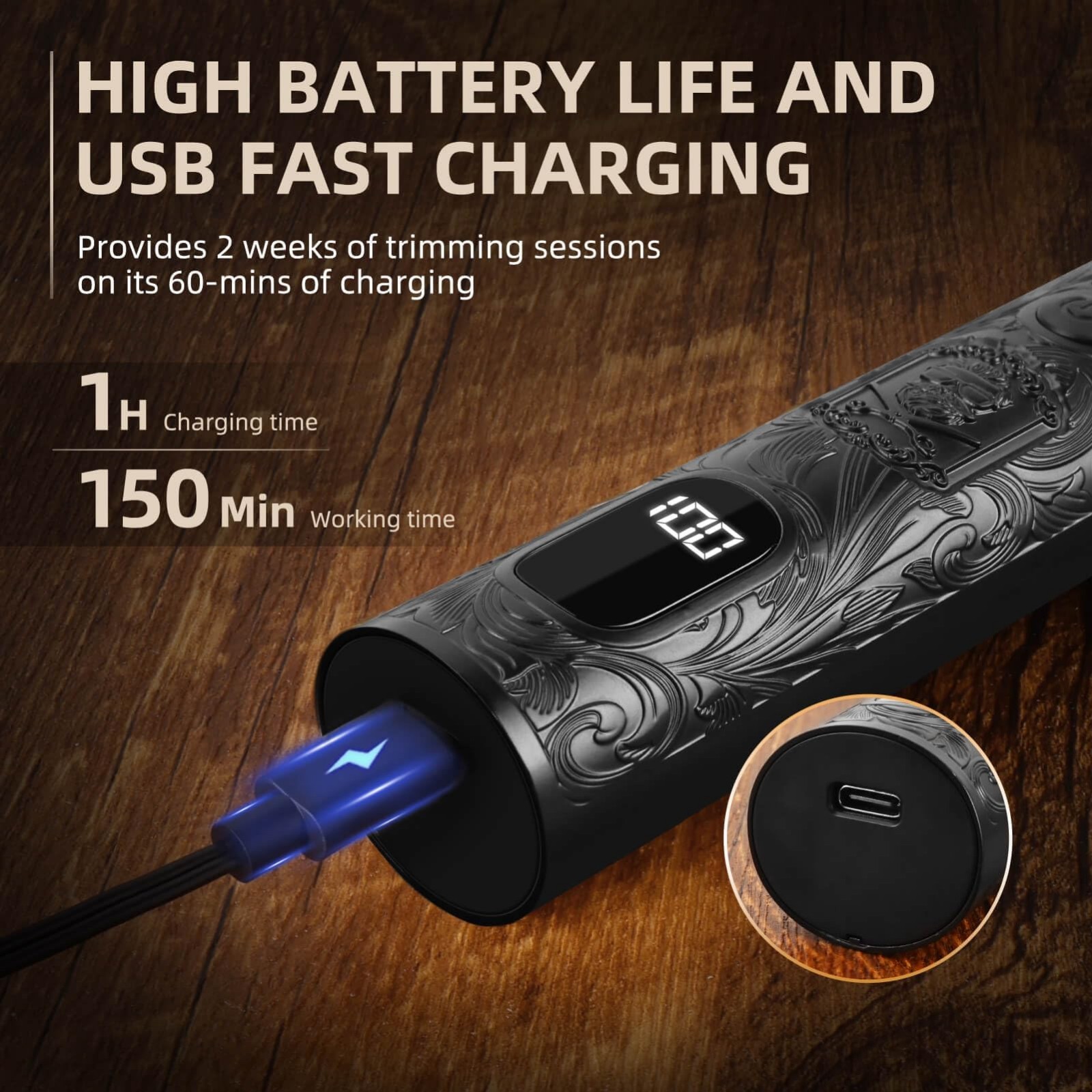 7-in-1 Beard Trimmer Grooming Kit for Men, Electric Razor with LED Display, Adju