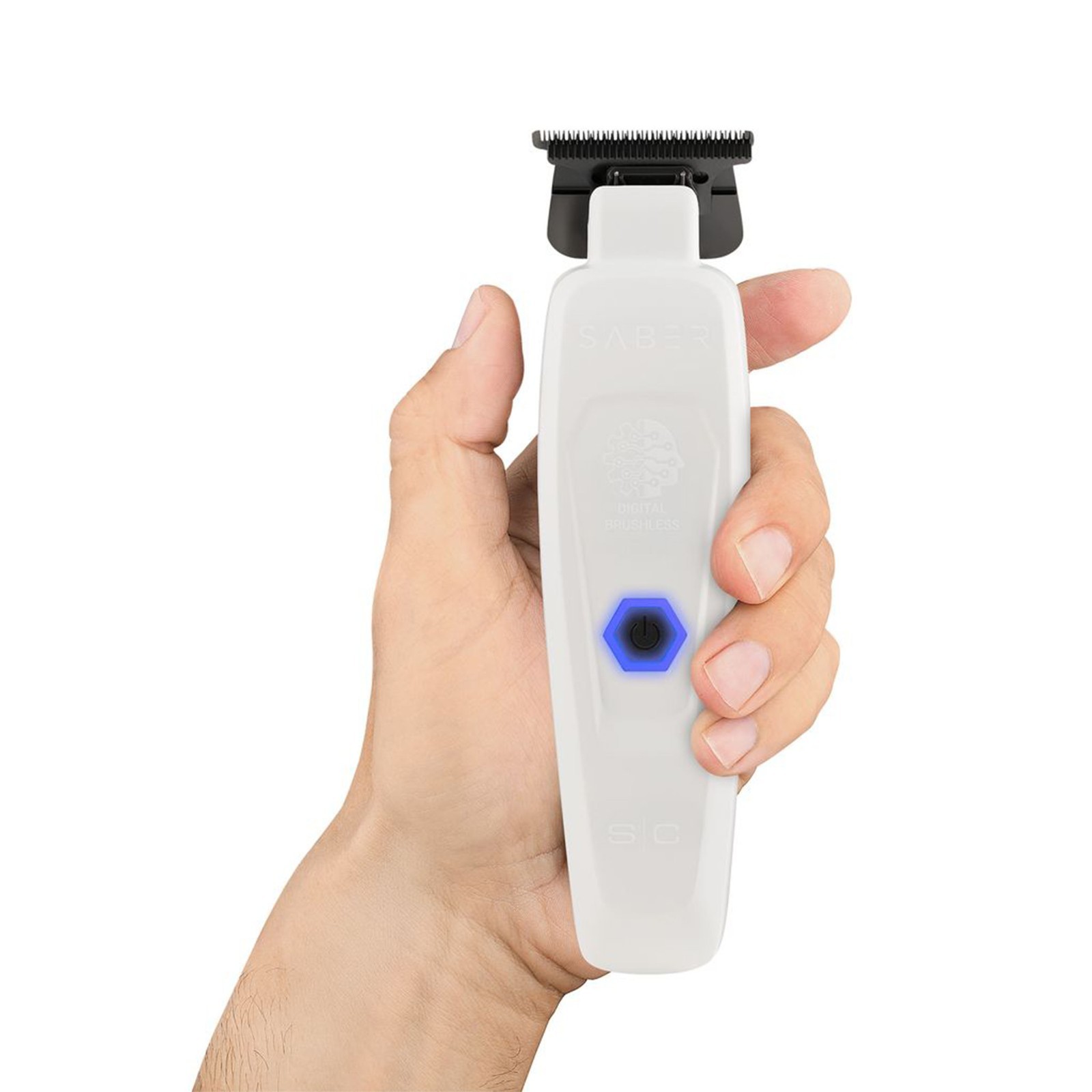 StyleCraft Pro Saber WHITE LE Metal Hair Trimmer Digital Brushless Motor Barber