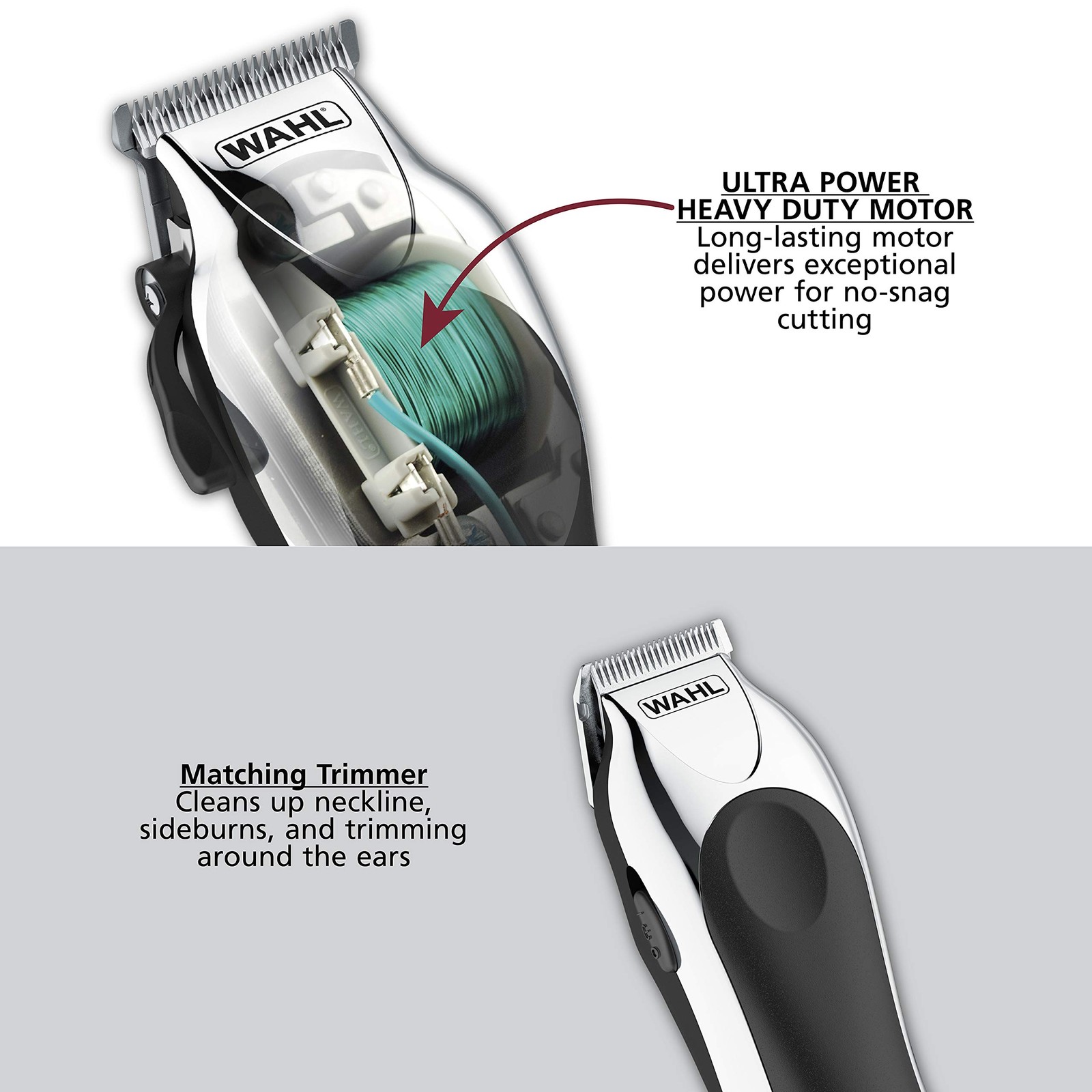 Wahl Clipper USA Deluxe Corded Chrome Pro 25 Piece Set, Black & Silver