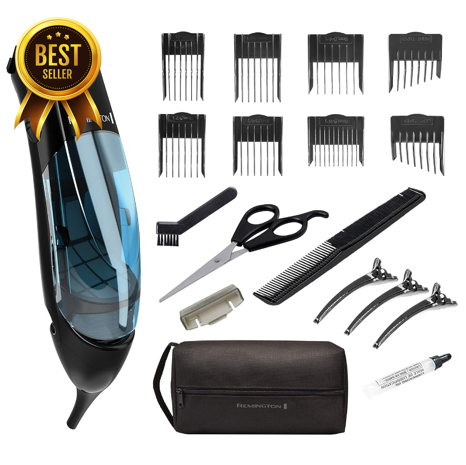 Vacuum Hair Clippers for Men Mess Free Haircut and Beard Trimmer Kit with Built