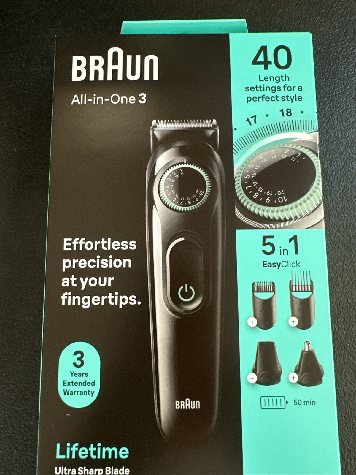 BRAUN All-in-One Beard & Head Cordless Trimmer Kit – 5 in 1 Easy Click [NEW]