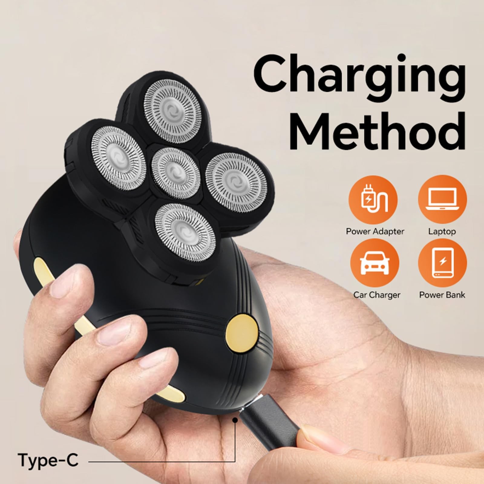 Head Shaver for Bald Men – Electric Rotary Razor Rechargeable – Waterproof 5D…