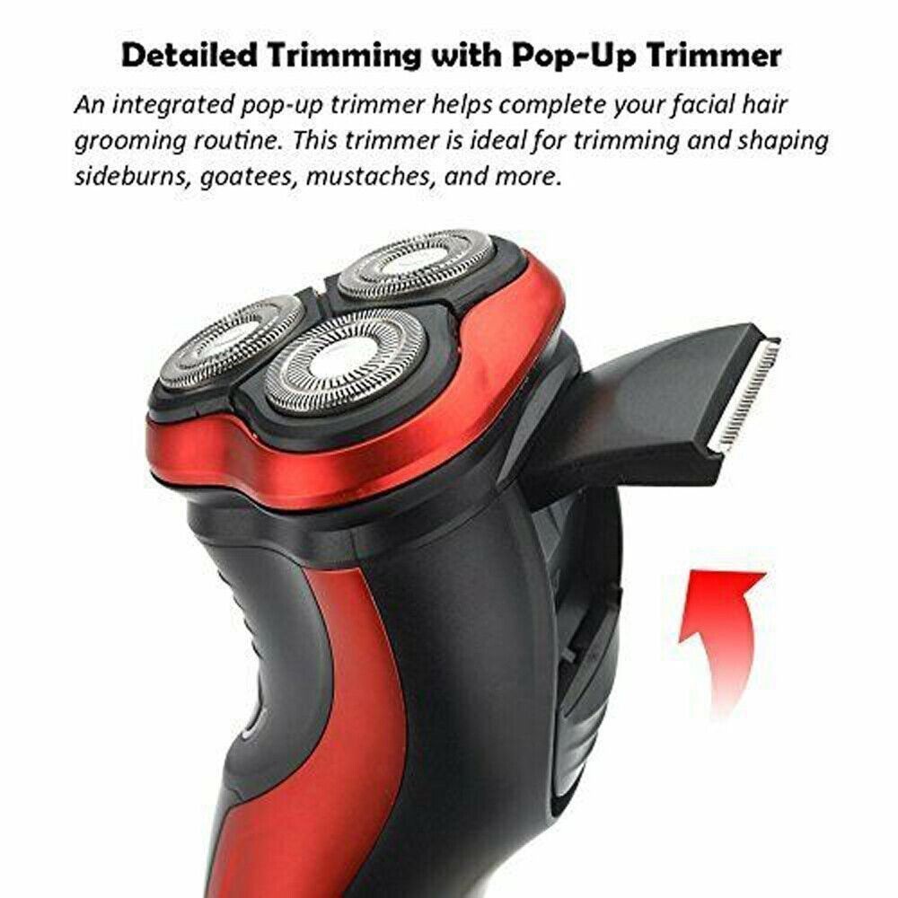 Cordless Men’s Razor Rotary Waterproof Electric Shaver Pop-Up Trimmer Wet & Dry