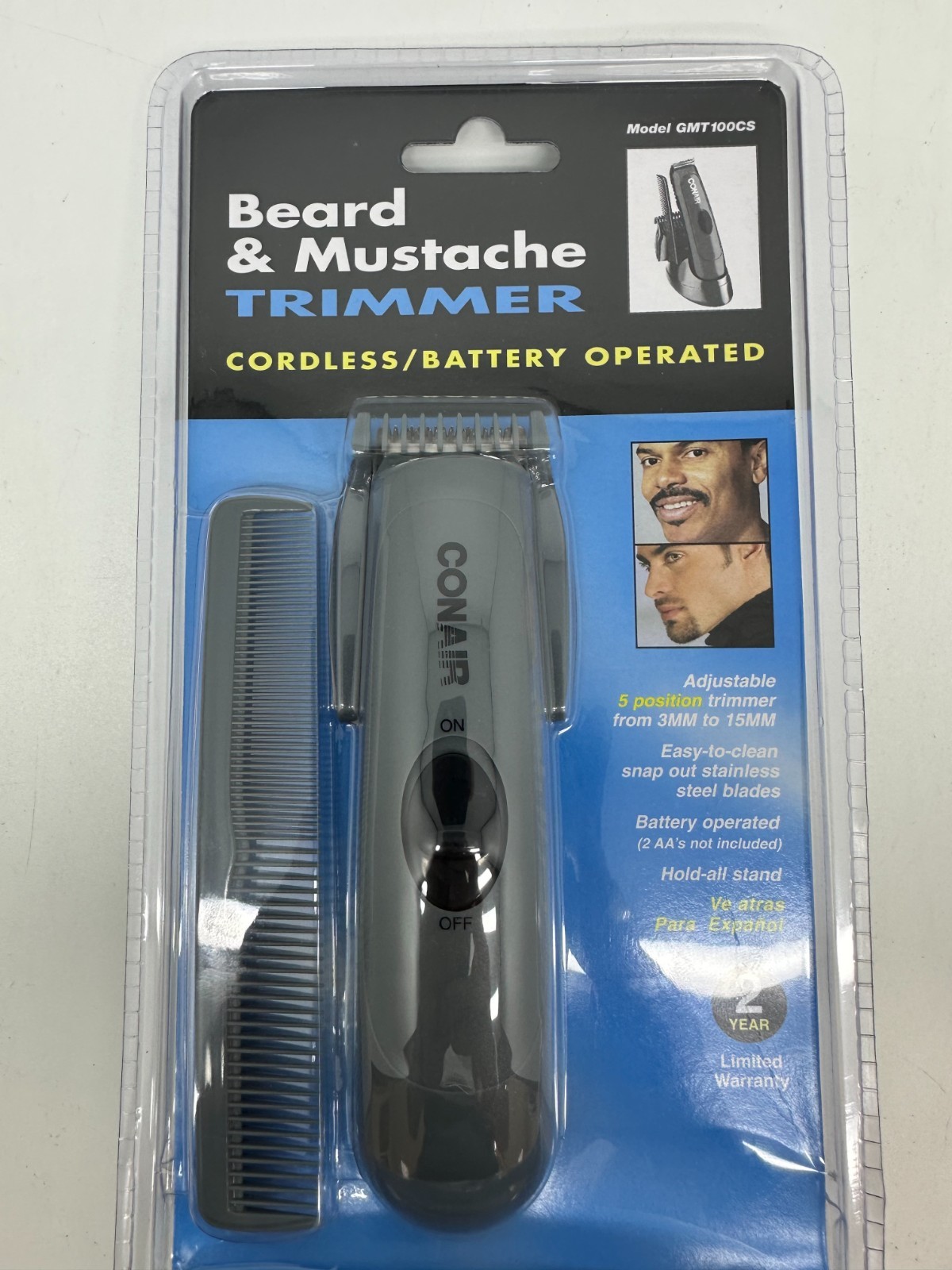 Conair Beard & Mustache Trimmer Model GMT 100 CS Coedless/ Battery Operated