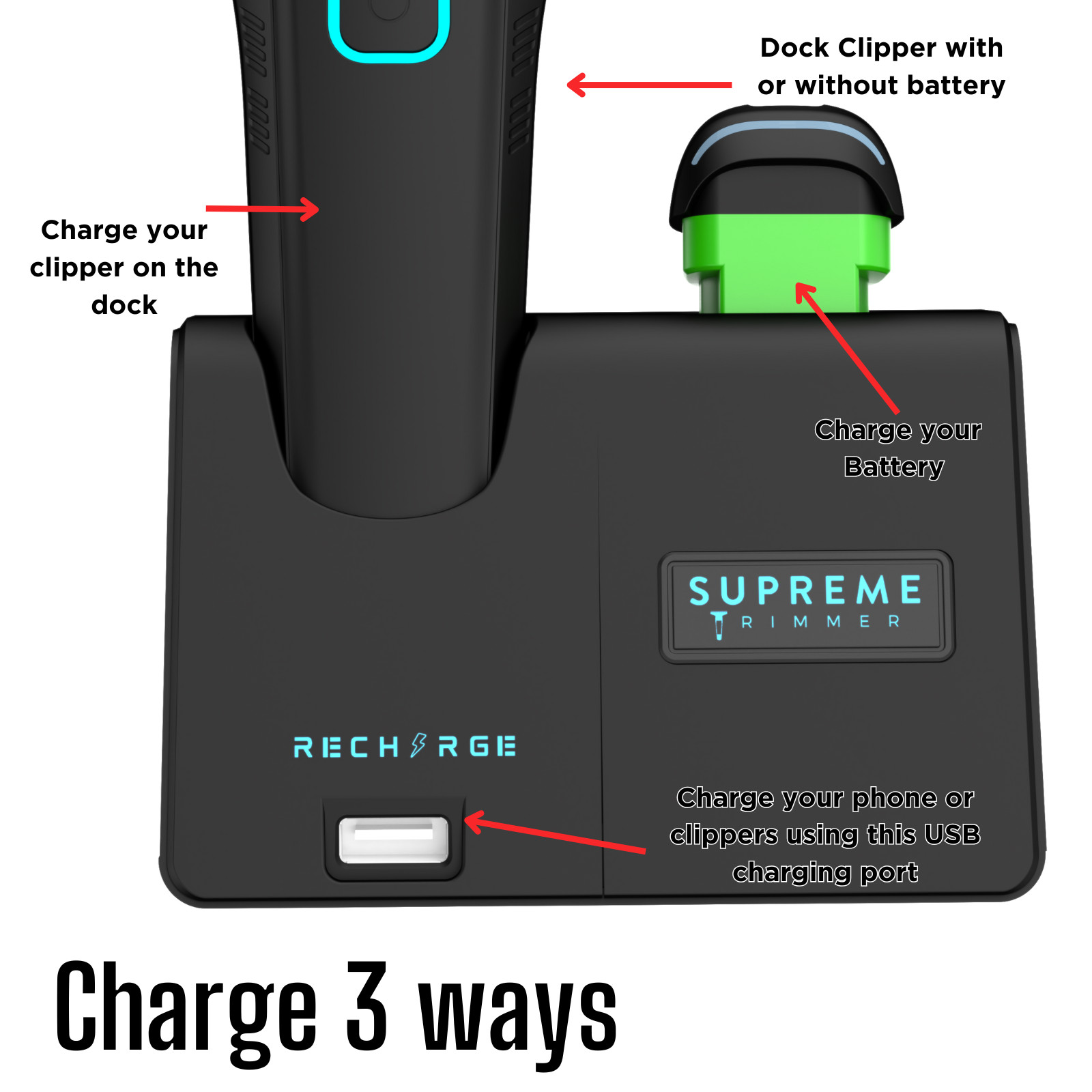 Product image Supreme Trimmer Recharge Clipper w/ DLC Taper Blade STC779 | Black
