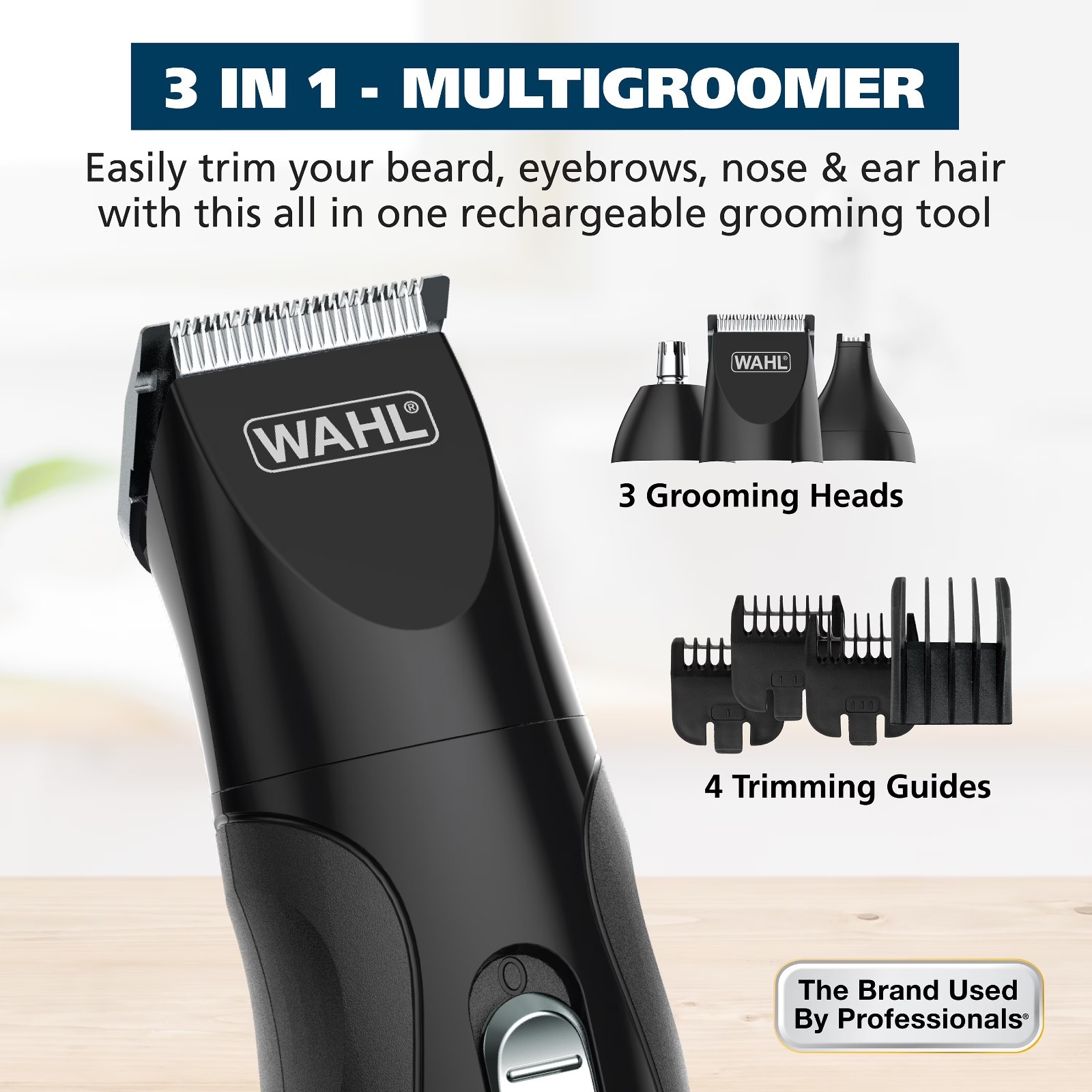 Wahl All in One Rechargeable Beard Trimmer Men Mustache Nose Ear Grooming 05644
