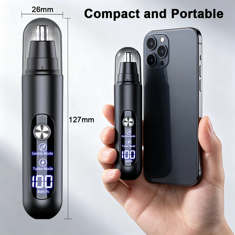 Ear and Nose Hair Trimmer with LED indicator USB Rechargeable Water Resistant