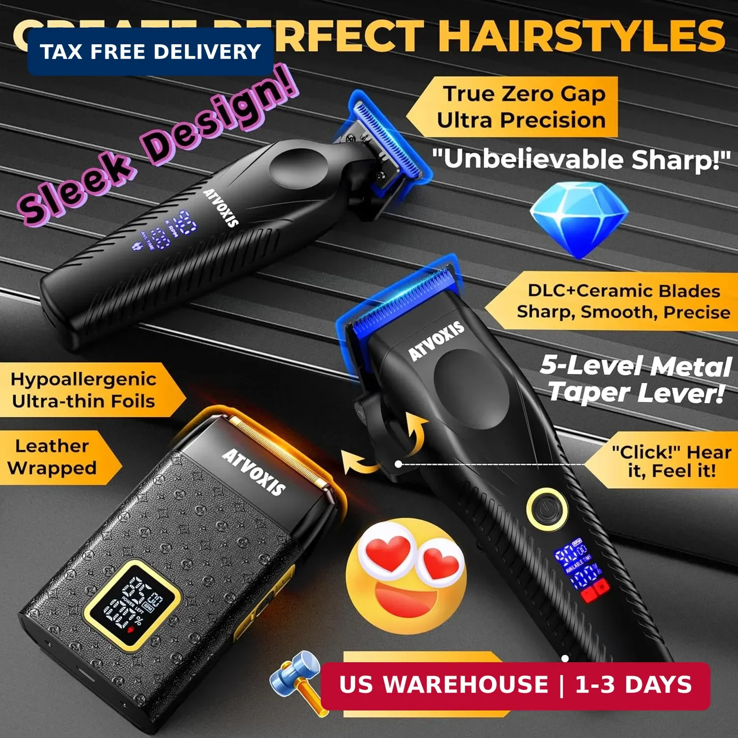 9000 RPM Brushless Motor Professional Hair Clippers Set for Men: Cordless Clippe