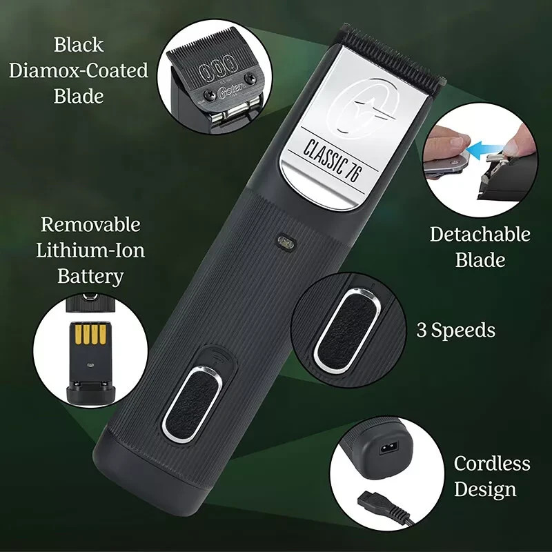 Oster Classic 76 Detachable Blade Cordless Clipper & Blade Black 156486