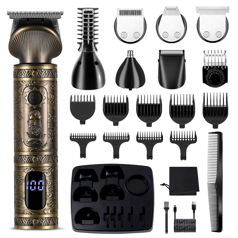 7-in-1 Beard Trimmer Kit, Cordless Hair Clipper, T-Blade Electric Shaver & Groom