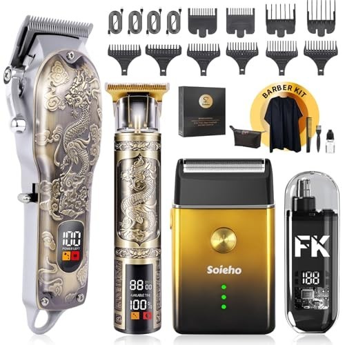 Cordless Hair Clipper Set 4 in 1 Men Beard Trimmer Foil Shaver Nose Hair