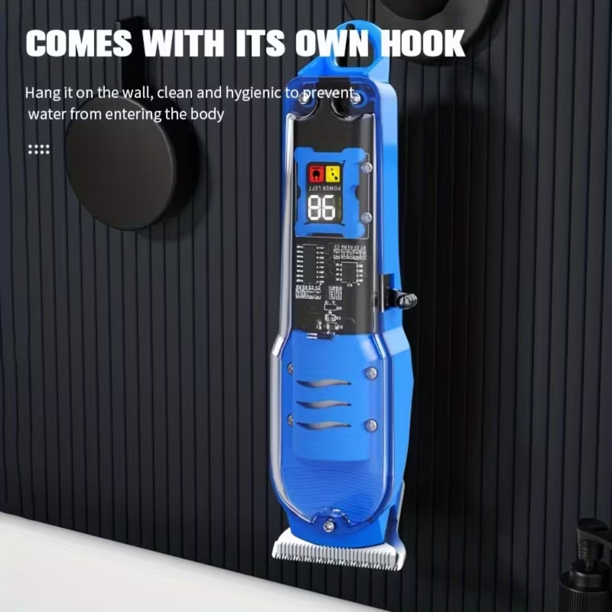 NEW – LCD RECHARGEABLE HAIR CLIPPERS SMART PORTABLE HAIR TRIMMER – BABY BLUE