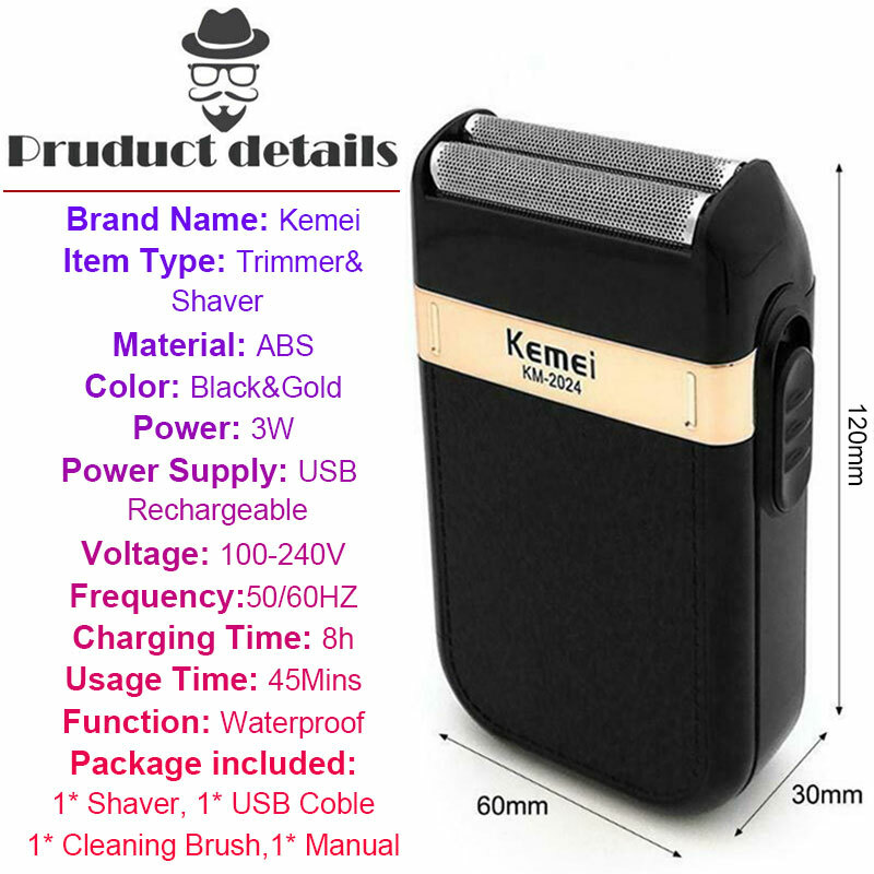 USB Electric Mini Shaver Razor Beard Barber Hair Clipper Trimmer Machine kemei