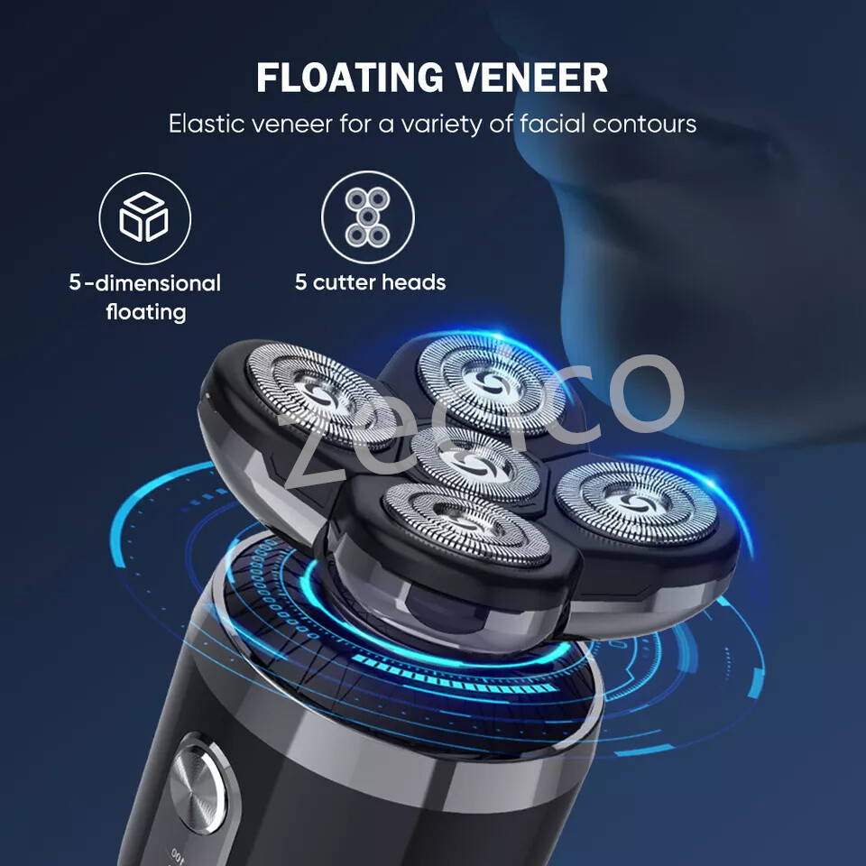 Men’s Electric Shaver 3D Electric Shavers for Male IPX7 Rotary Cordless Wet/Dry
