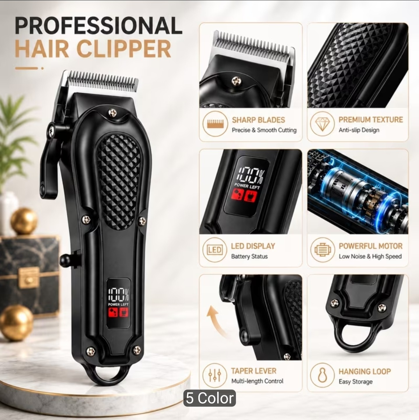 Rechargeable Electric Grooming Kit. Equipped with An LCD Battery Display,…