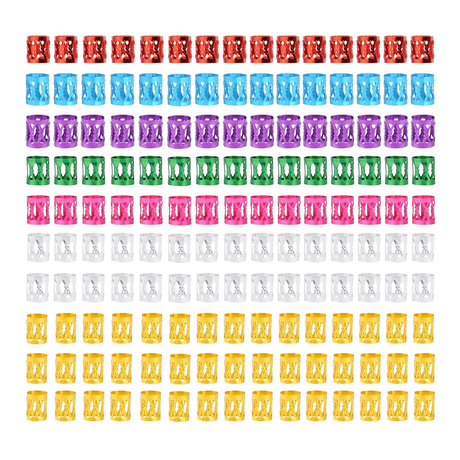 150 Pcs Dreadlocks Beads Aluminum Hair Rings for Braids Multicolored