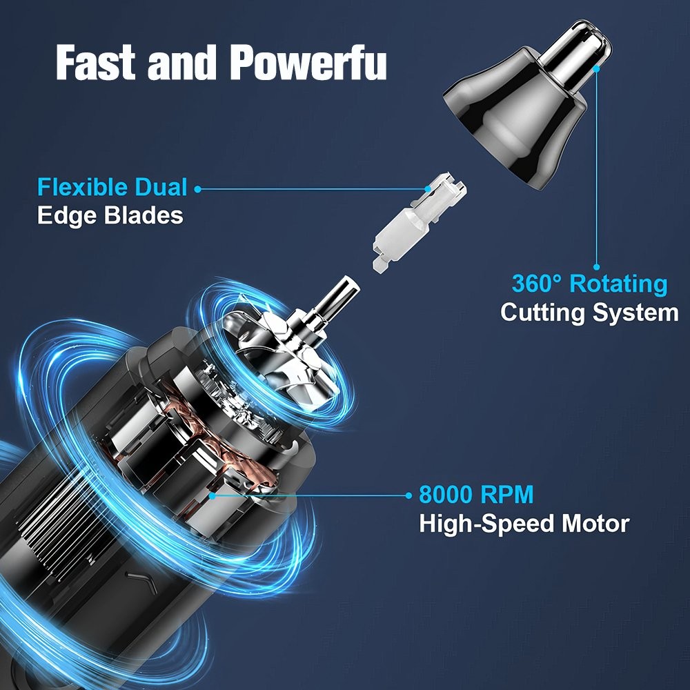 Nose Ear Face Neck Eyebrow Hair Mustache Beard Cordless Trimmer Shaver Clipper