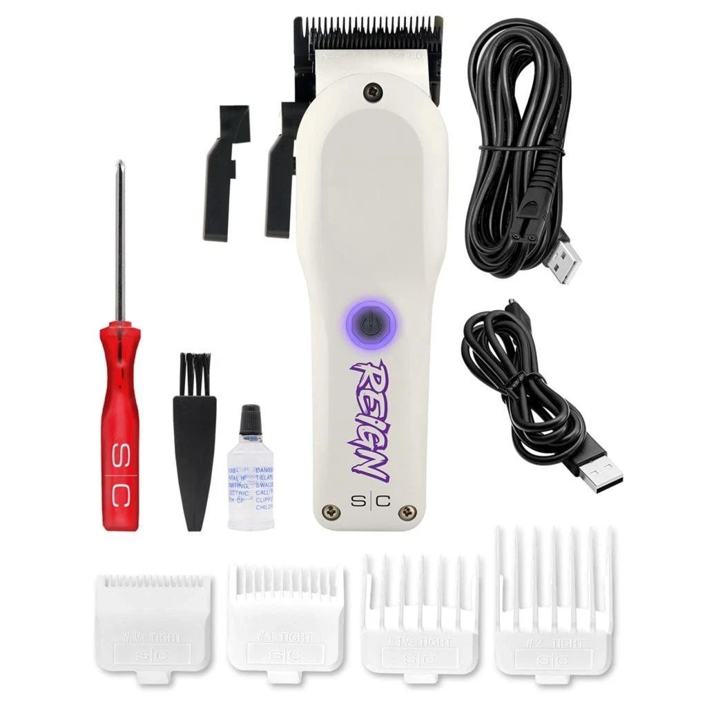 StyleCraft Pro Reign Hair Clipper Eon Digital Brushless Motor SC620W Barber Whit