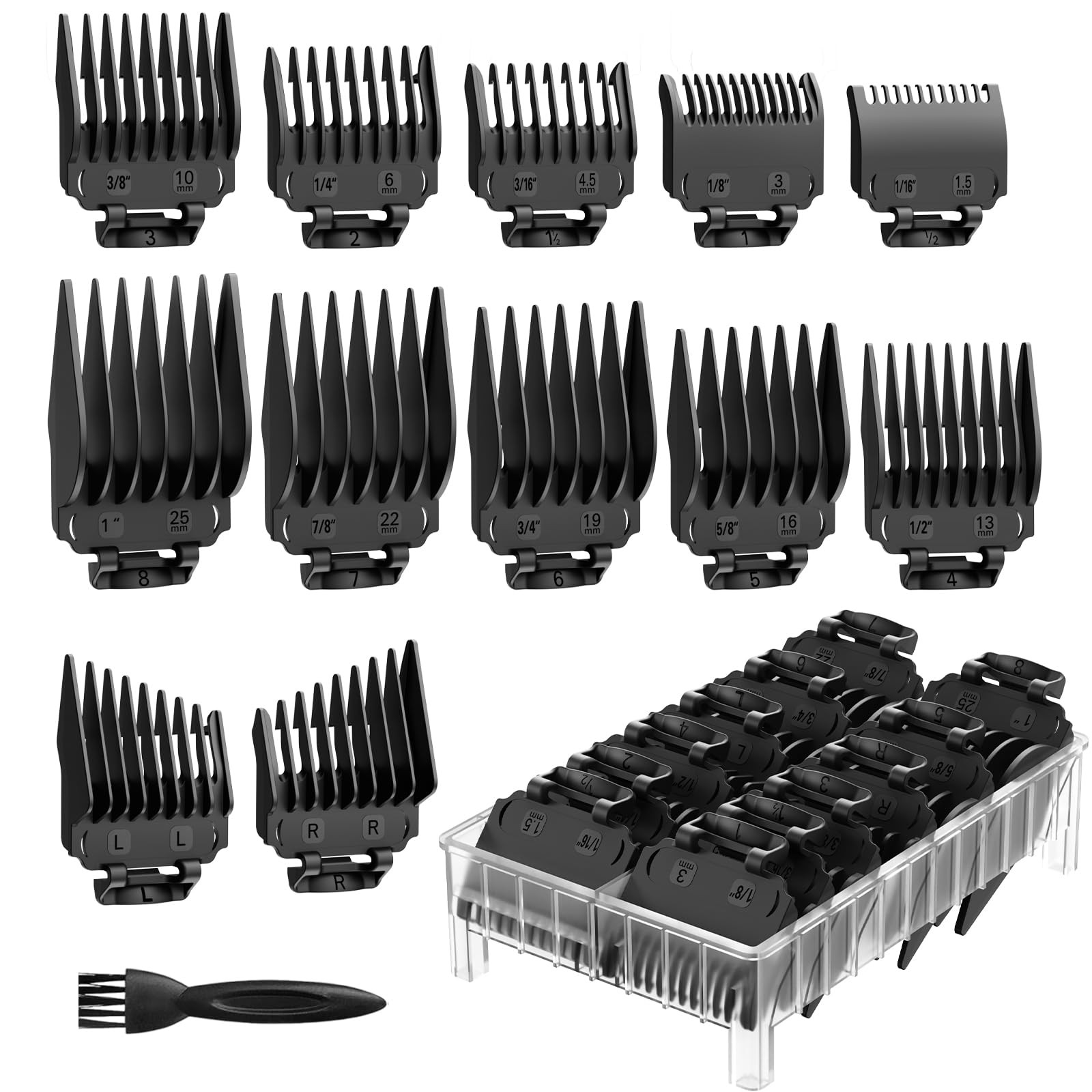 Hair Cutting Guards Set Organizer 1/161 Inch Barber Clipper Guide Combs 14 Pcs