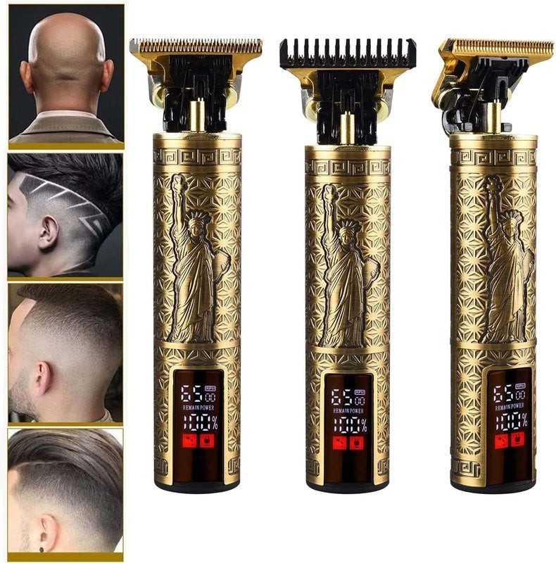 Gold T-Blade Trimmer Cordless USB Rechargeable LCD, 1-3mm, 15cm