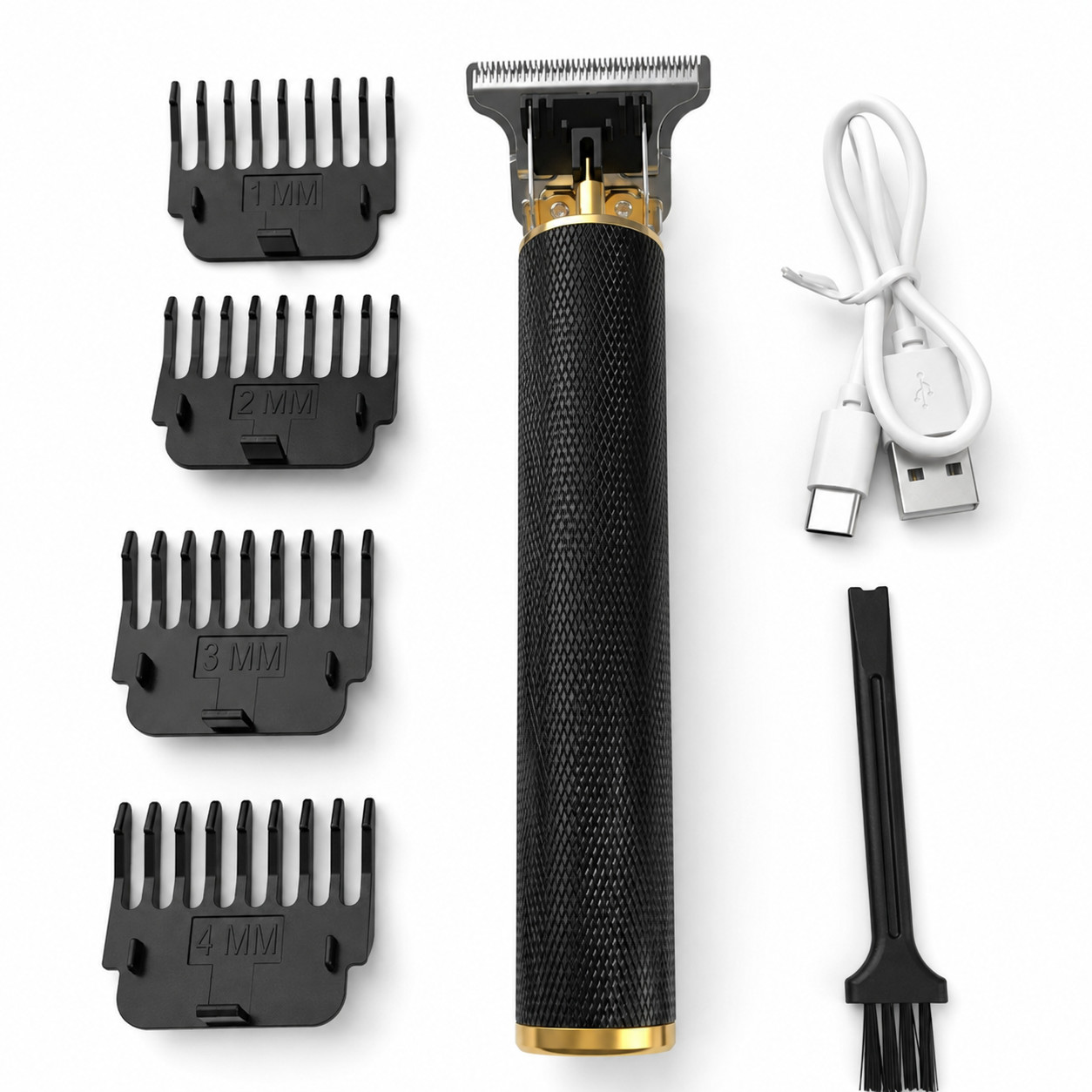Vintage T9 Black Gold Beard Hair Trimmer USB Rechargeable Clipper Men Kit