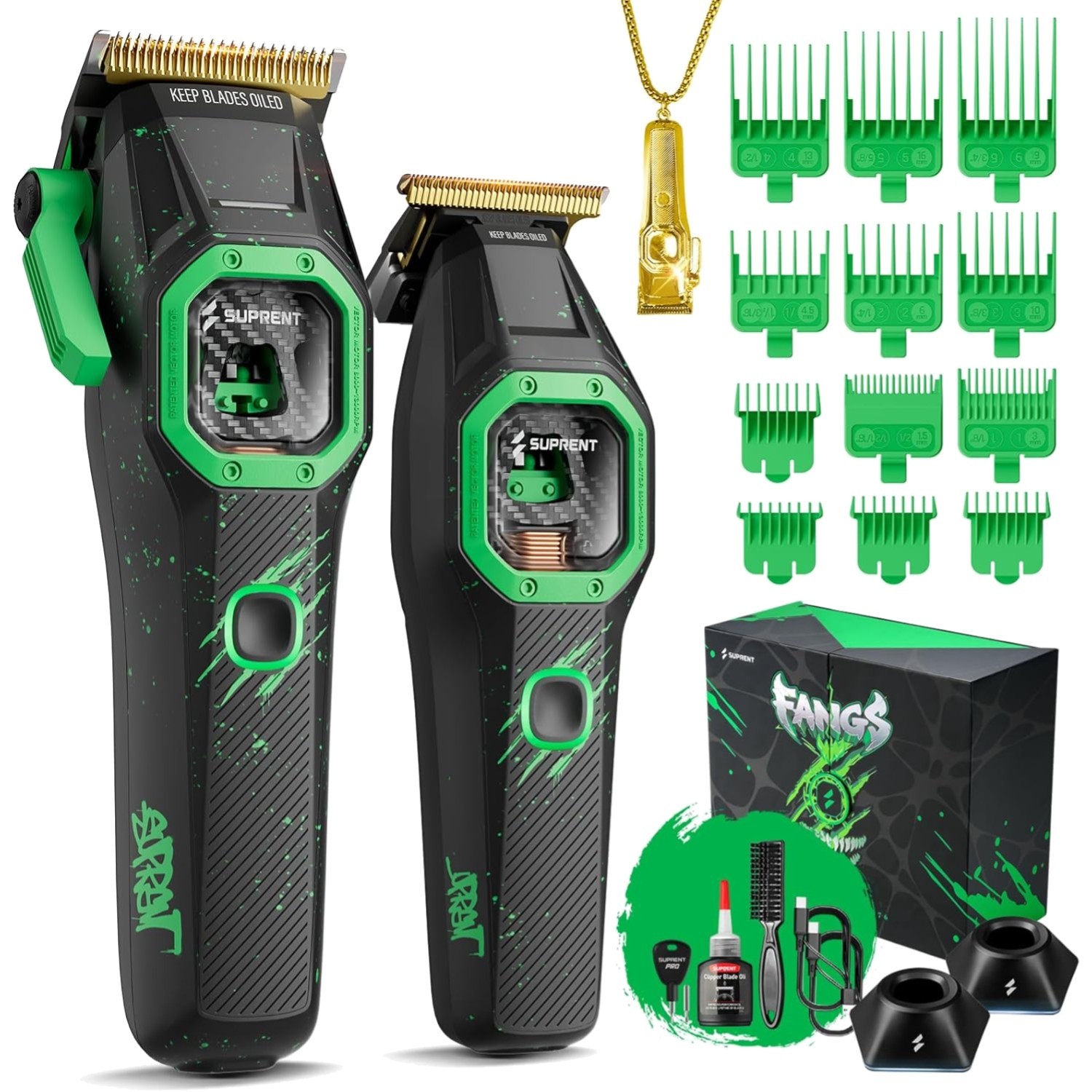 FANGS Professional Barber Clippers – High-Performance 13,000 RPM Vector Motor…