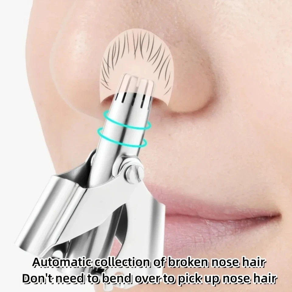 Stainless Steel Nose Hair Trimmer – Manual, Washable & Travel-Friendly for Men