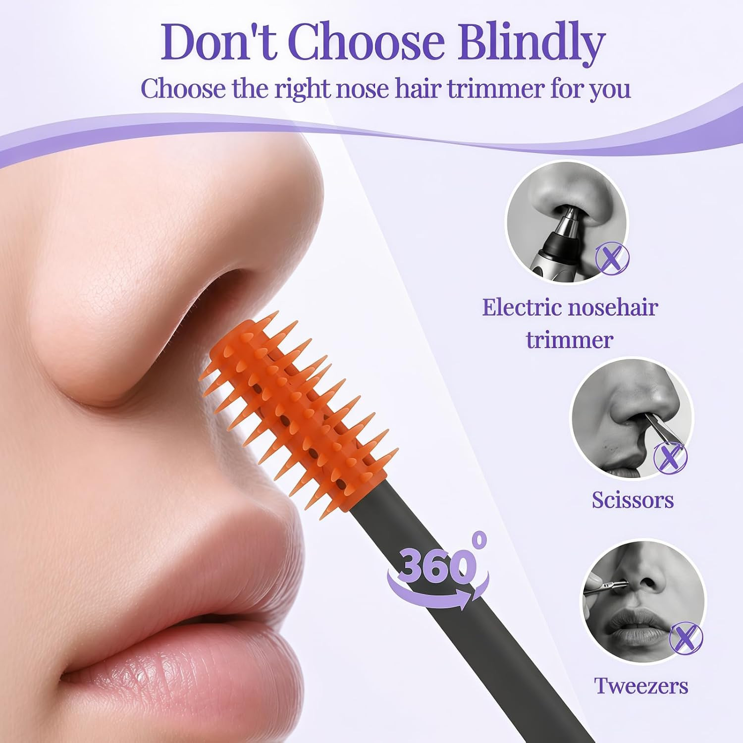 2026 Upgraded 2-In-1 Nasal Hair Cutter, 360° Rotating Double-Sided Blade, Washab