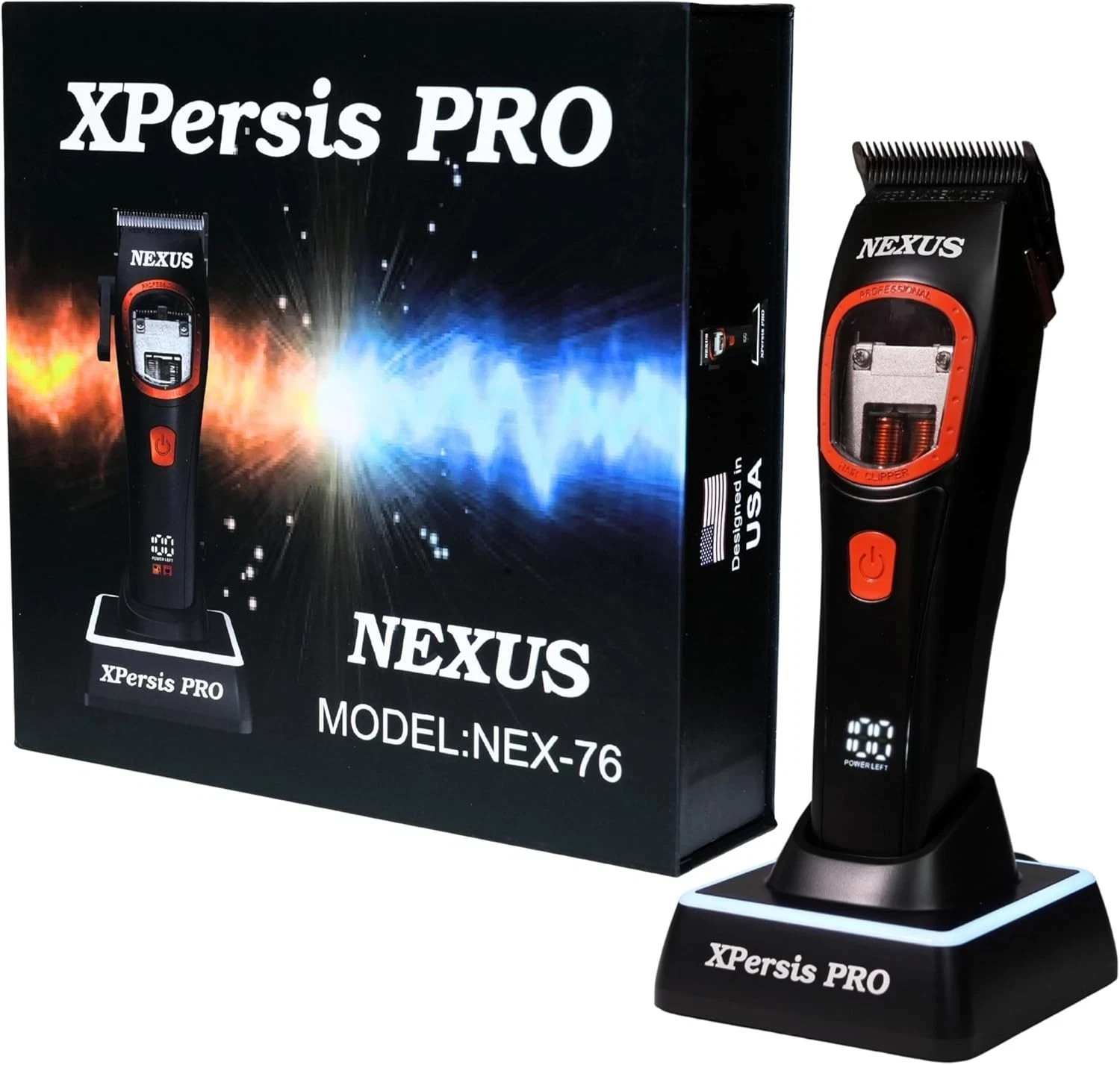 Cordless Hair Clippers for Men Vector Motor Dual Coil 9000 RPM By Nexus Xpersis