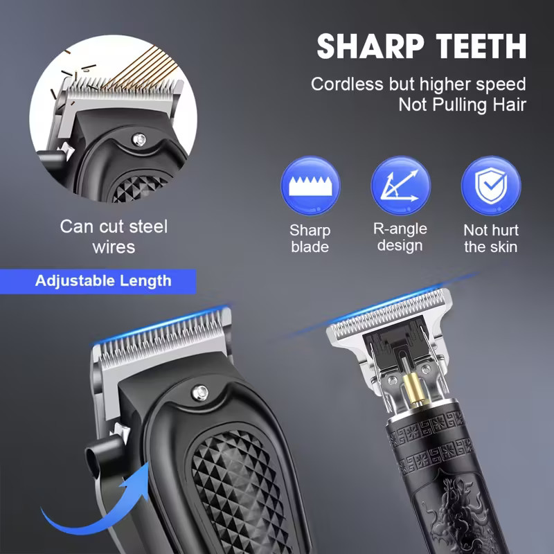 Professional Men Hair Clippers &Barber Clippers and Trimmer Set USB Rechargeable