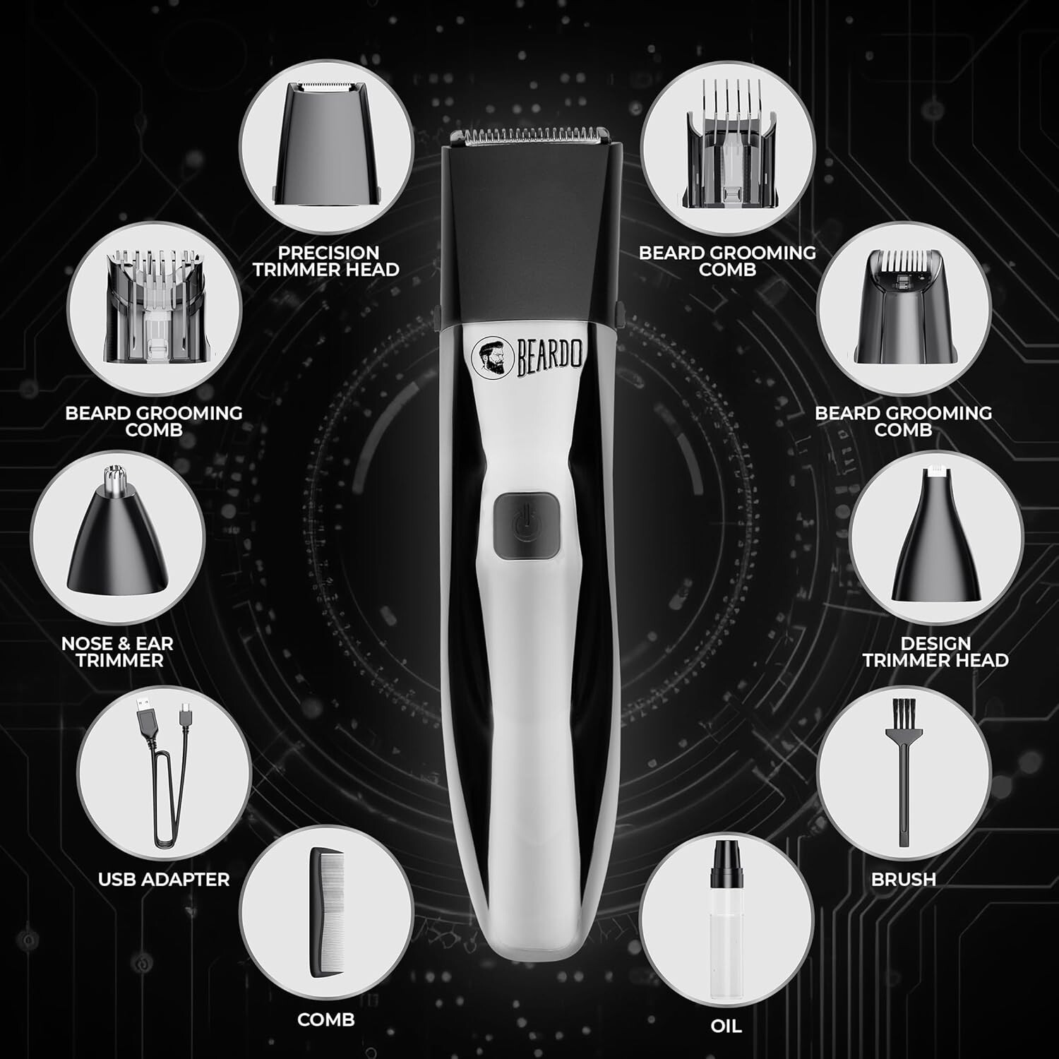 Beardo Trimmer for Mens, Hair Trimmer, Stainless Steel,‎ Waterproof,‎‎Chrome,