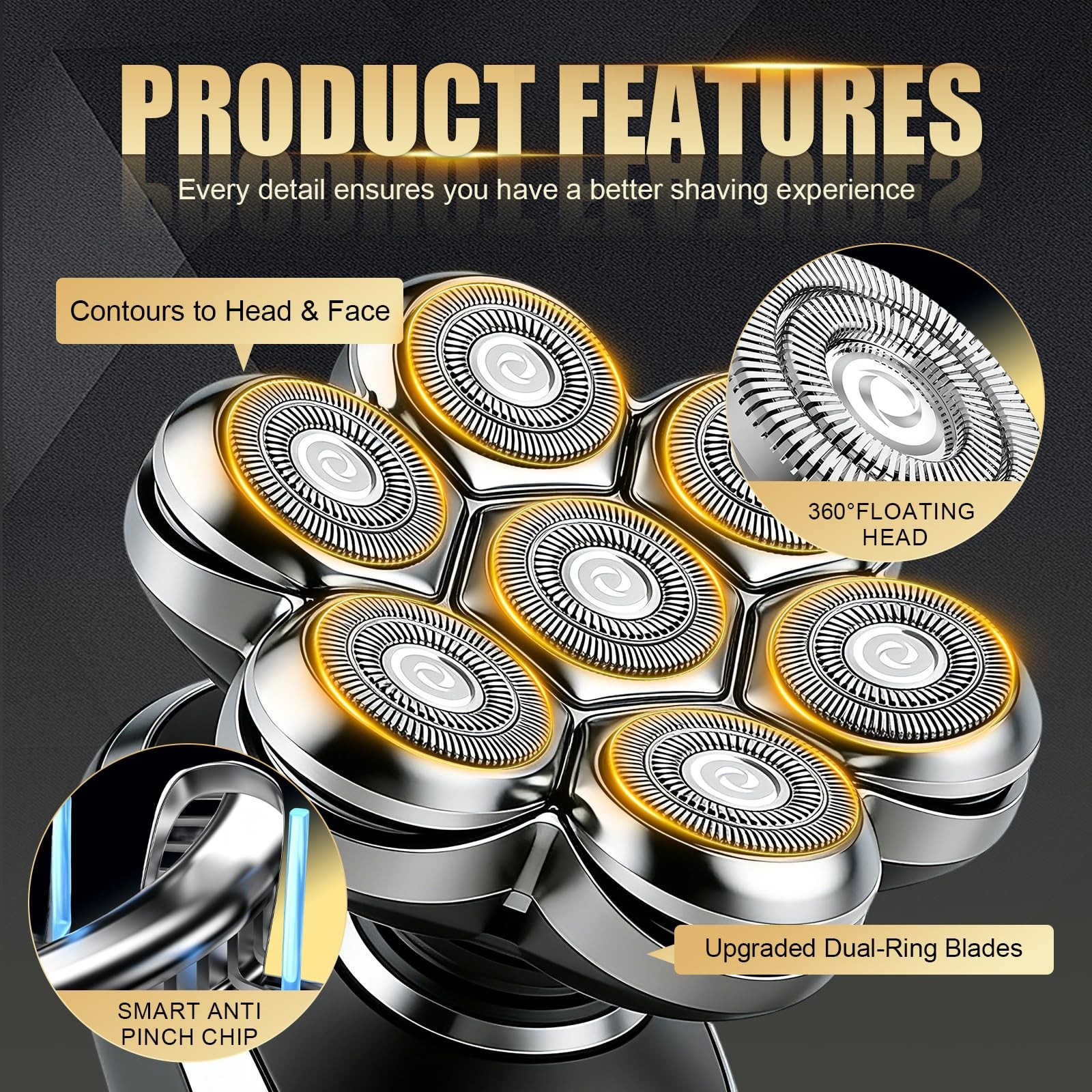 7 Blade Floating Shaving Head, Washable Shaver Blade Heads with Freebird, for…