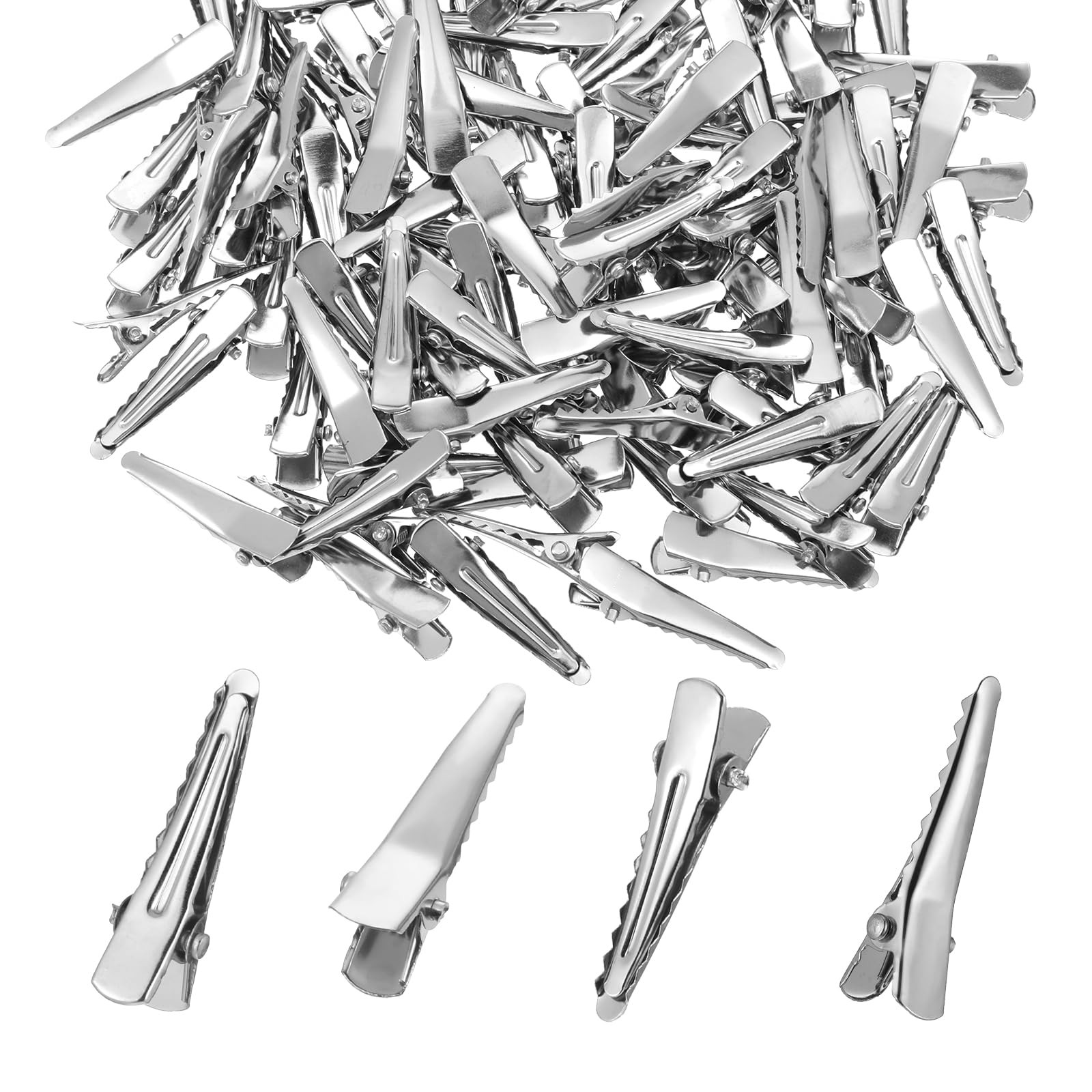 Bewudy 100 Pcs Small Alligator Hair Clips, 30MM Silver Metal