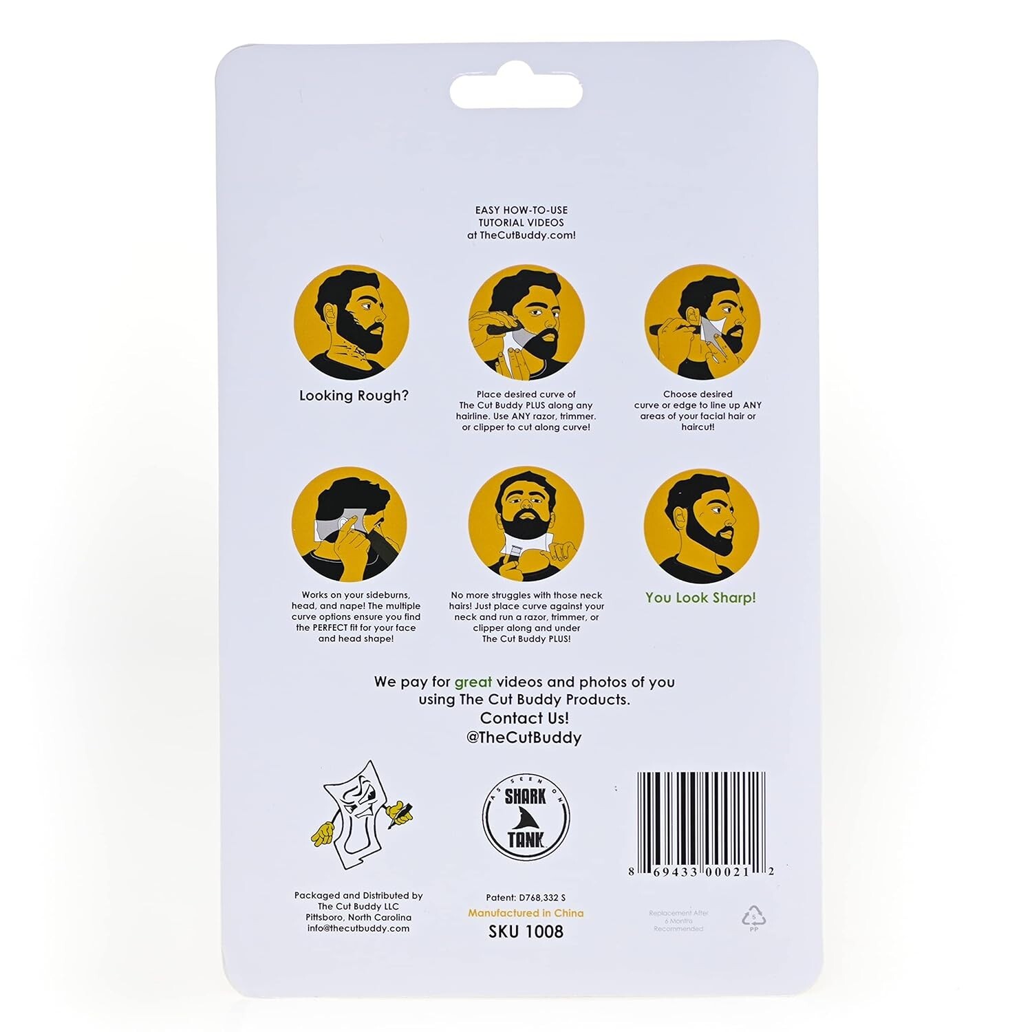 The Cut Buddy PLUS SHARK TANK Pen Hairline Beard Lining Guide Tool Multi Curve