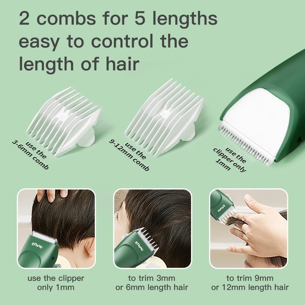 Waterproof Baby Hair Clippers for Kids & Adults | Silent Cutting Kit, 13 Pieces,