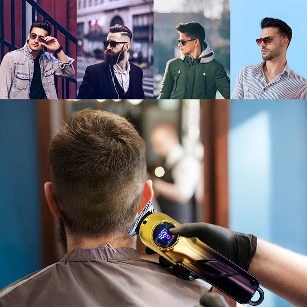 Pro Hair Clippers for Men, Cordless Trimmer Set, LCD Display
