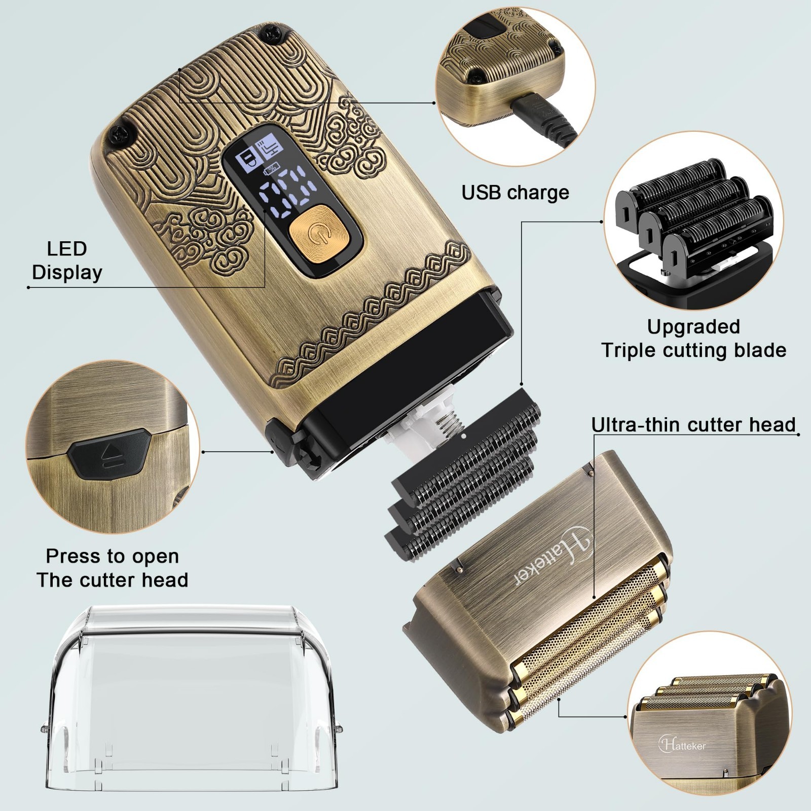 Waterproof Cordless Beard Trimmer & Foil Shaver All-in-One Grooming Kit