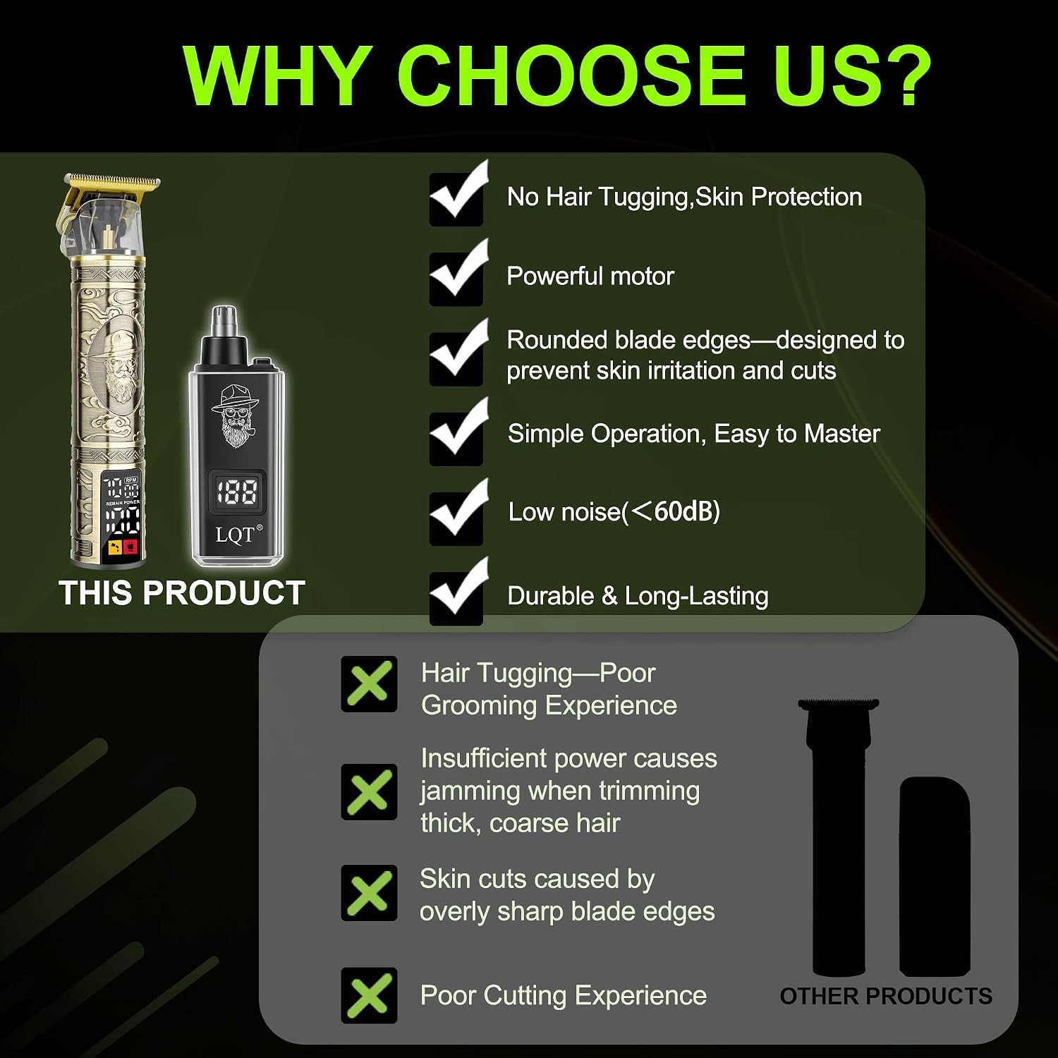 Men’s 2-in-1 Hair & Beard Trimmer, Cordless, Bronze