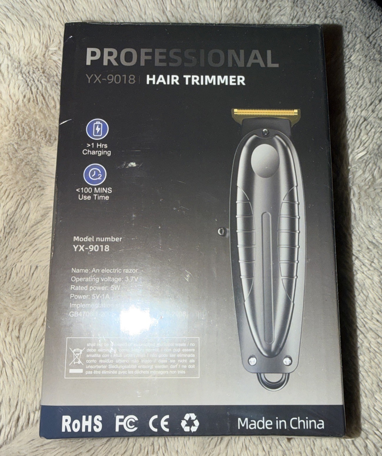 YX-9018 Professional Rechargeable Electric T-Blade Trimmer for Face & Neck