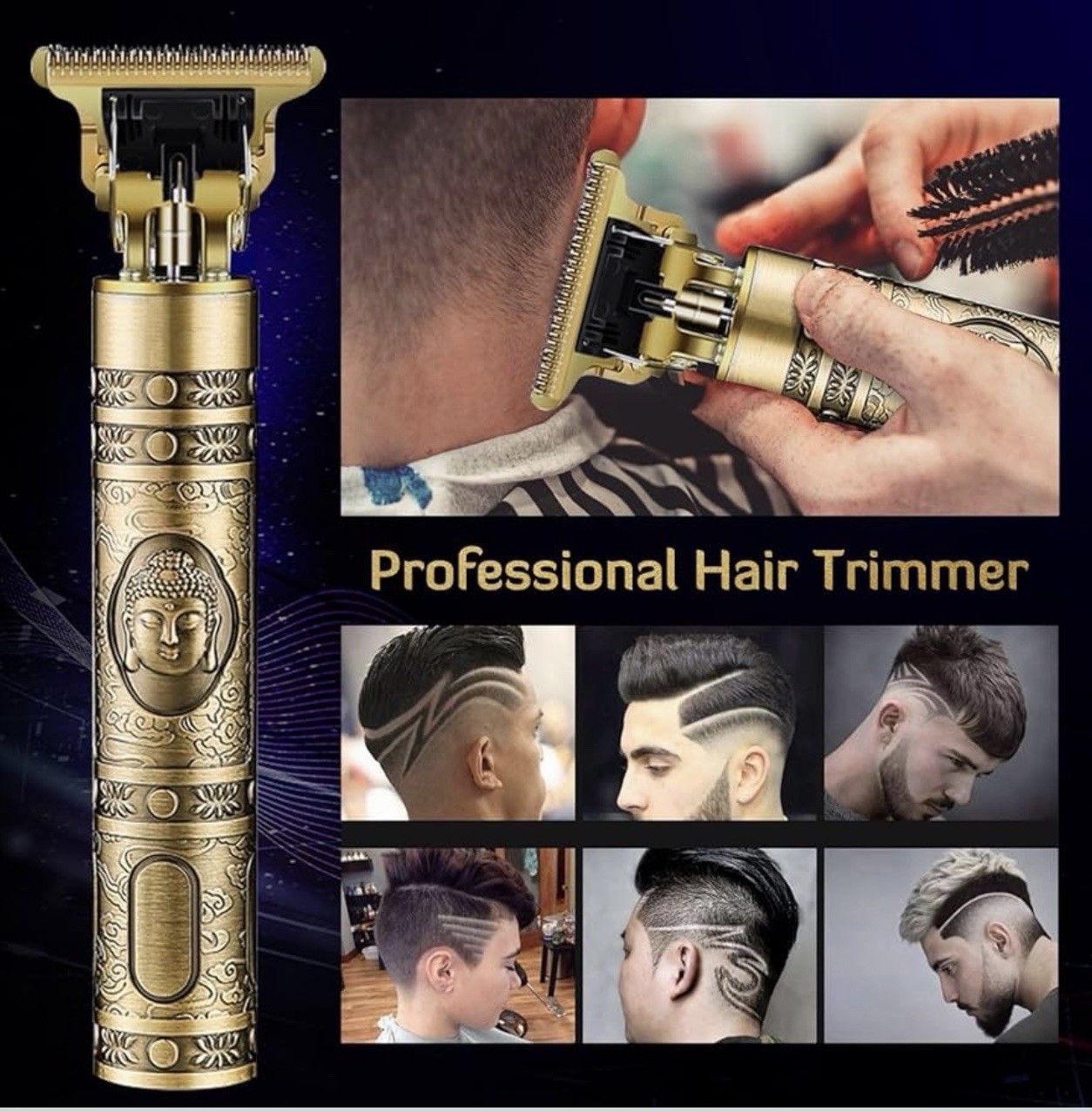 Professional T-Blade Hair Trimmer Cordless Beard Clipper USB Rechargeable Kit