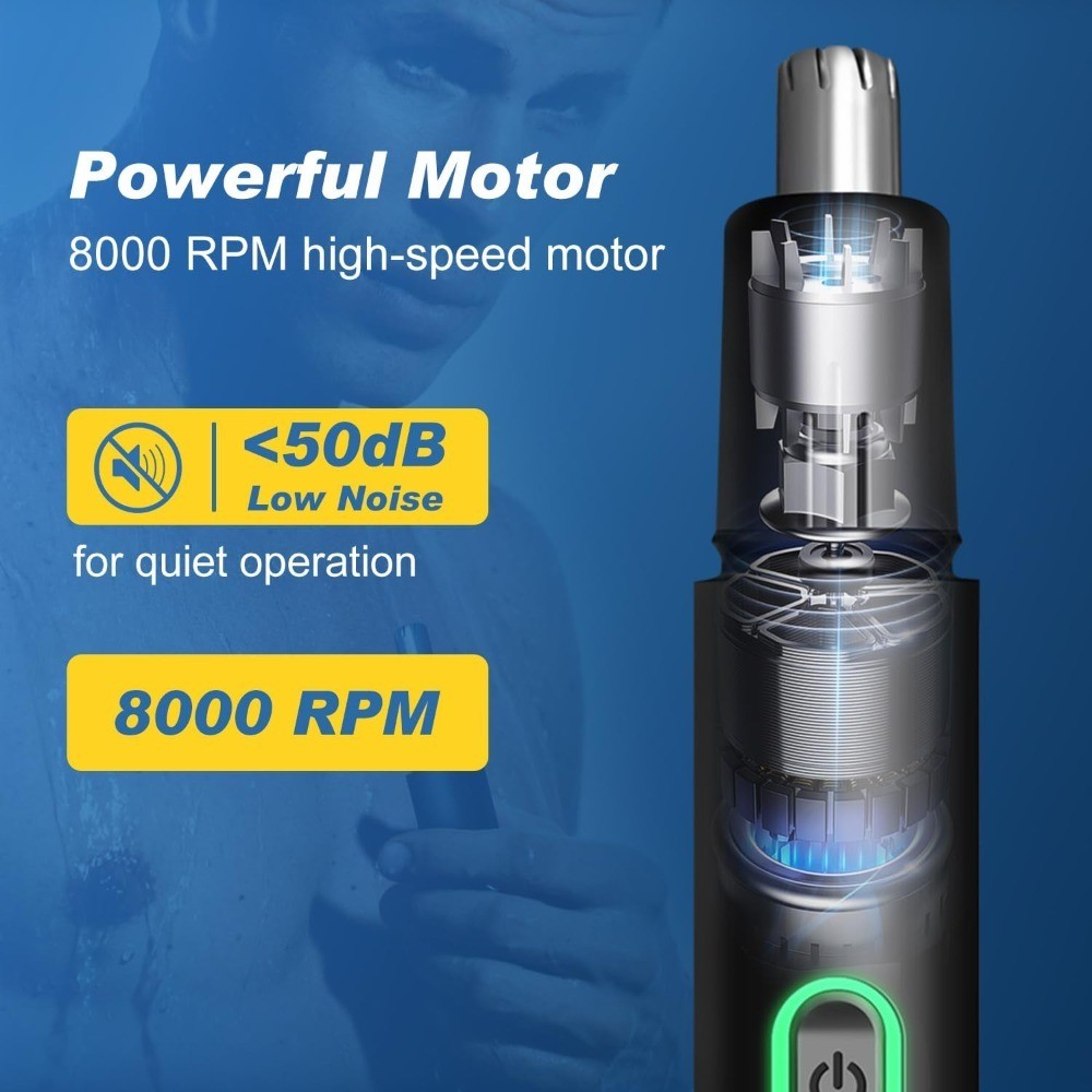 Precision Nose Hair Trimmer – 360° Safe & Efficient Electric Trimming, USB