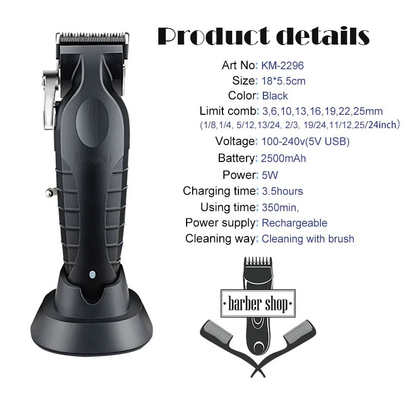 Cordless Hair Trimmer Kit Rechargeable Professional Barber Beard Clipper USB