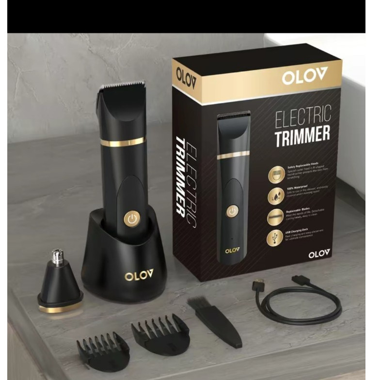 OLOV Electric Trimmer Kit Black Gold Rechargeable Cordless USB Nose Precision