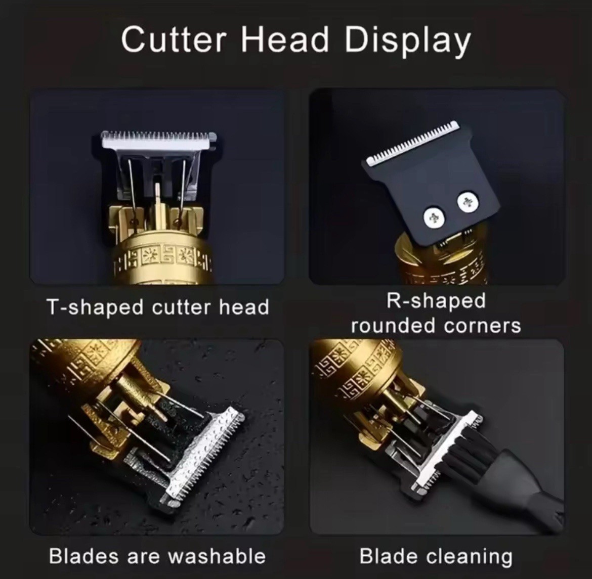 Cordless USB Rechargeable T-Blade Trimmer Hair/Beard Gold Display 1.5-4mm