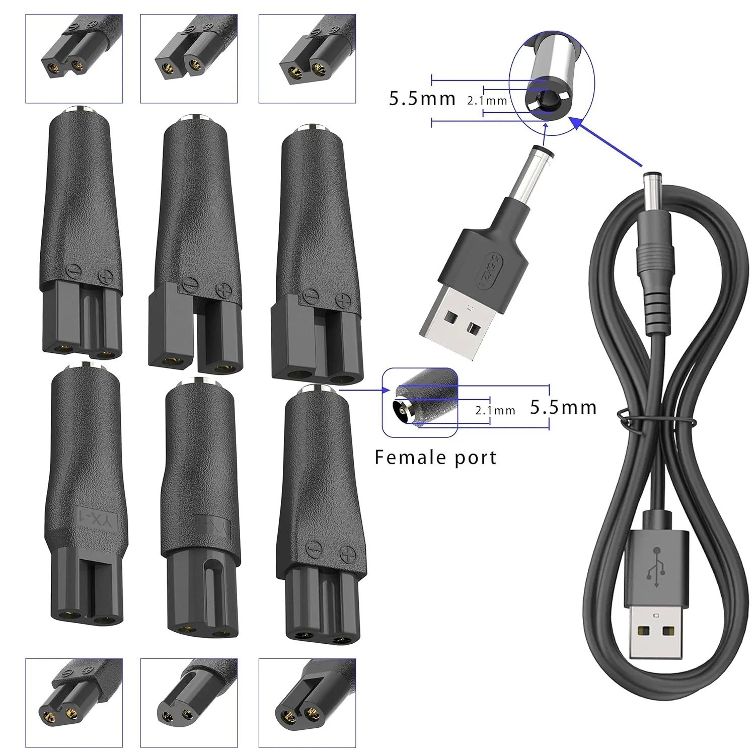 Power Cord 5V adapter for Hair Clippers,Beard trimmers,Beauty Instruments