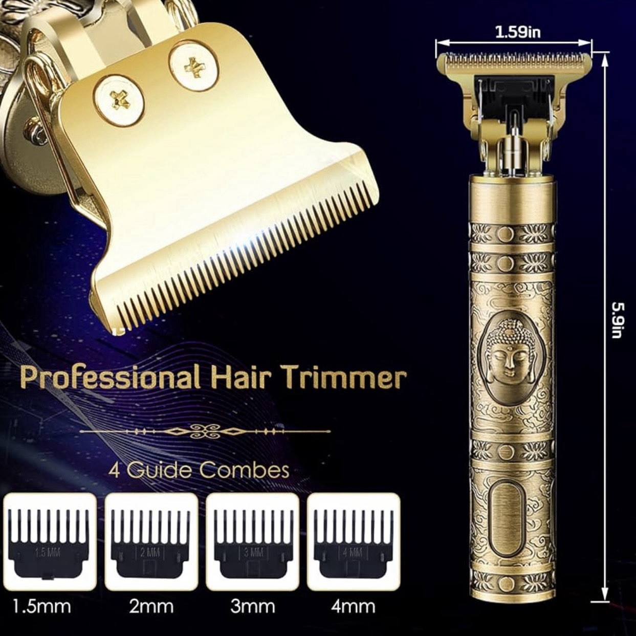 Professional T-Blade Hair Trimmer Cordless Beard Clipper USB Rechargeable Kit