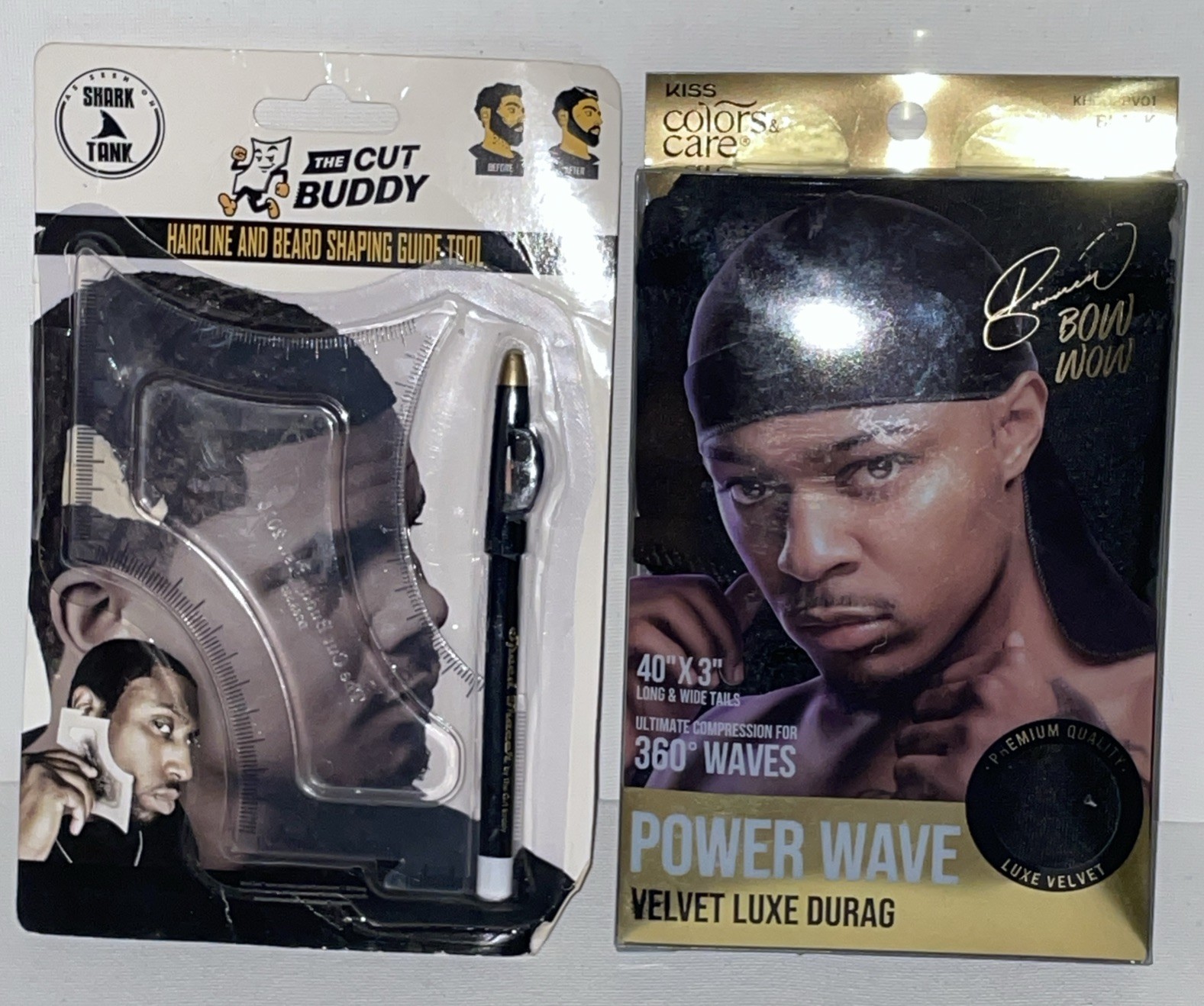 Lot Of 1 Cut Buddy Hairline & Beard Shaping Tool + Pencil + 1 Velvet Luxe Durag